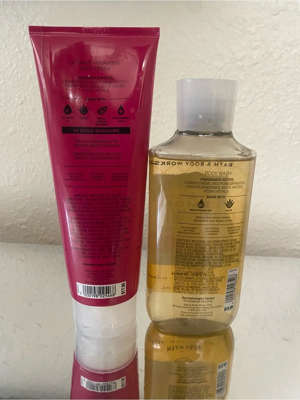 Bath & Body Works Lemon Pomegranate Cream Body Cream & Body Wash - Pink/Yellow